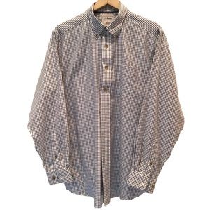 LL Bean Men’s Casual Button Down Shirt, Sz L, Blue/White/Black Windowpane Check